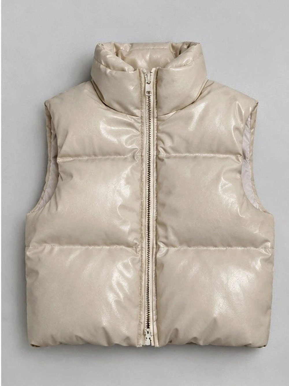 Puffy Cropped Vest Women's Cream